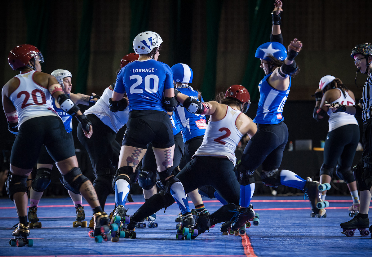 Victoria vs Angel City in Game 4 of the 2019 International WFTDA Championships