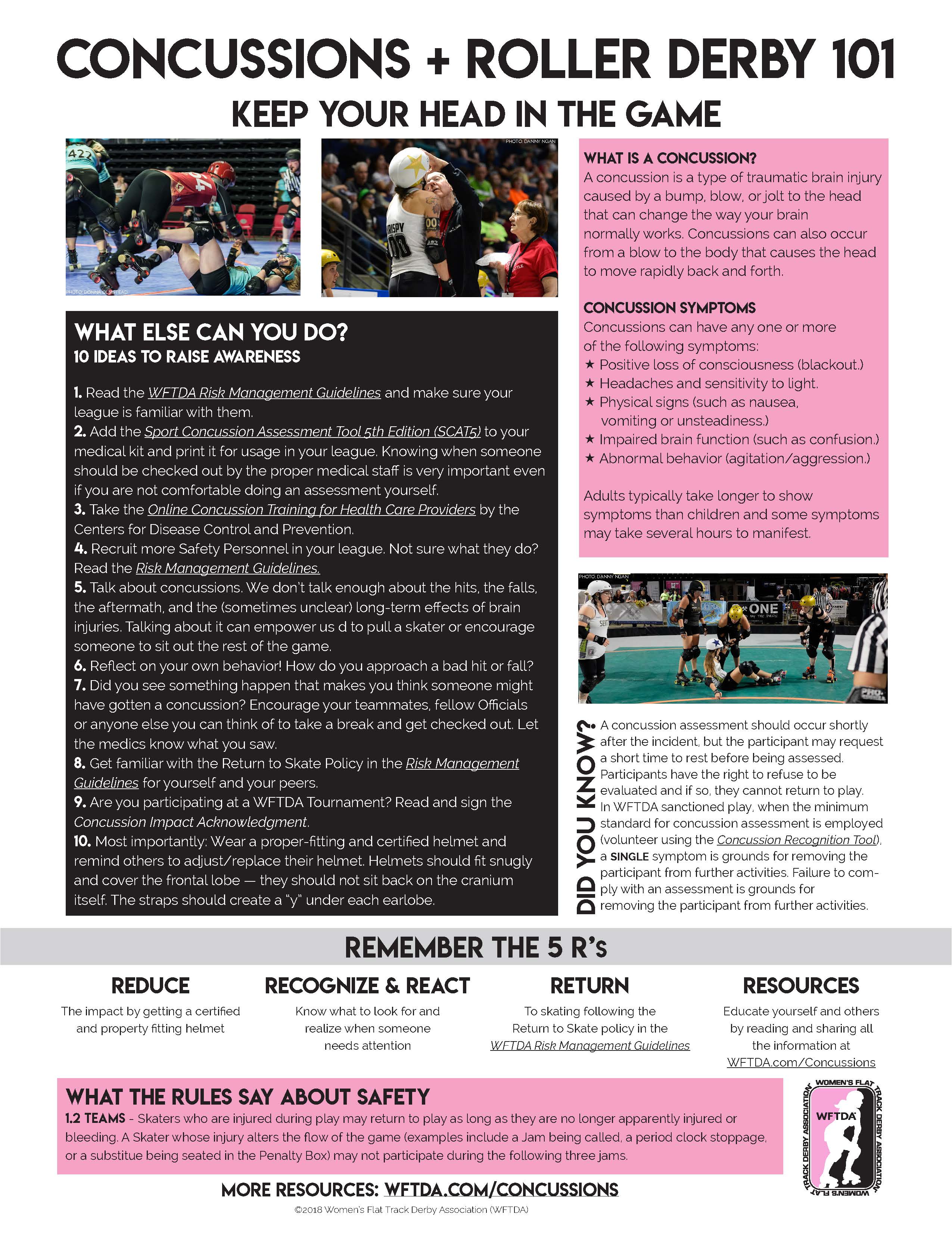 WFTDA Concussions in Roller Derby 101 Flyer